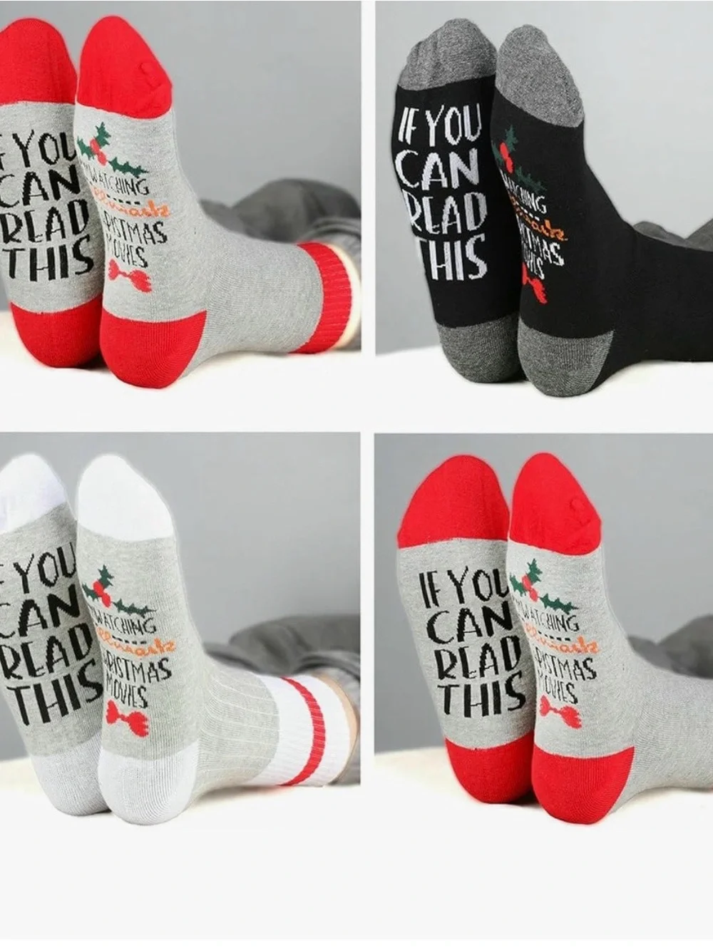 Hallmark Gray & Red Holiday Novelty Socks with Message